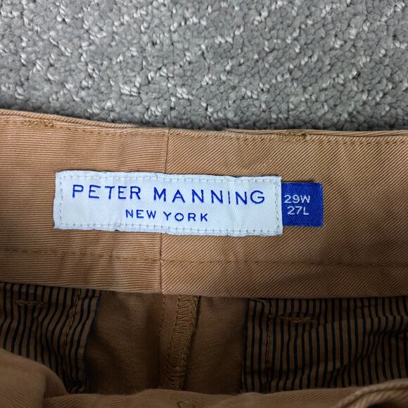 Peter Manning Slim Fit Chino Pants Men's 29 x 27 Measures 29 x 26 Brown Cotton - Picture 6 of 14